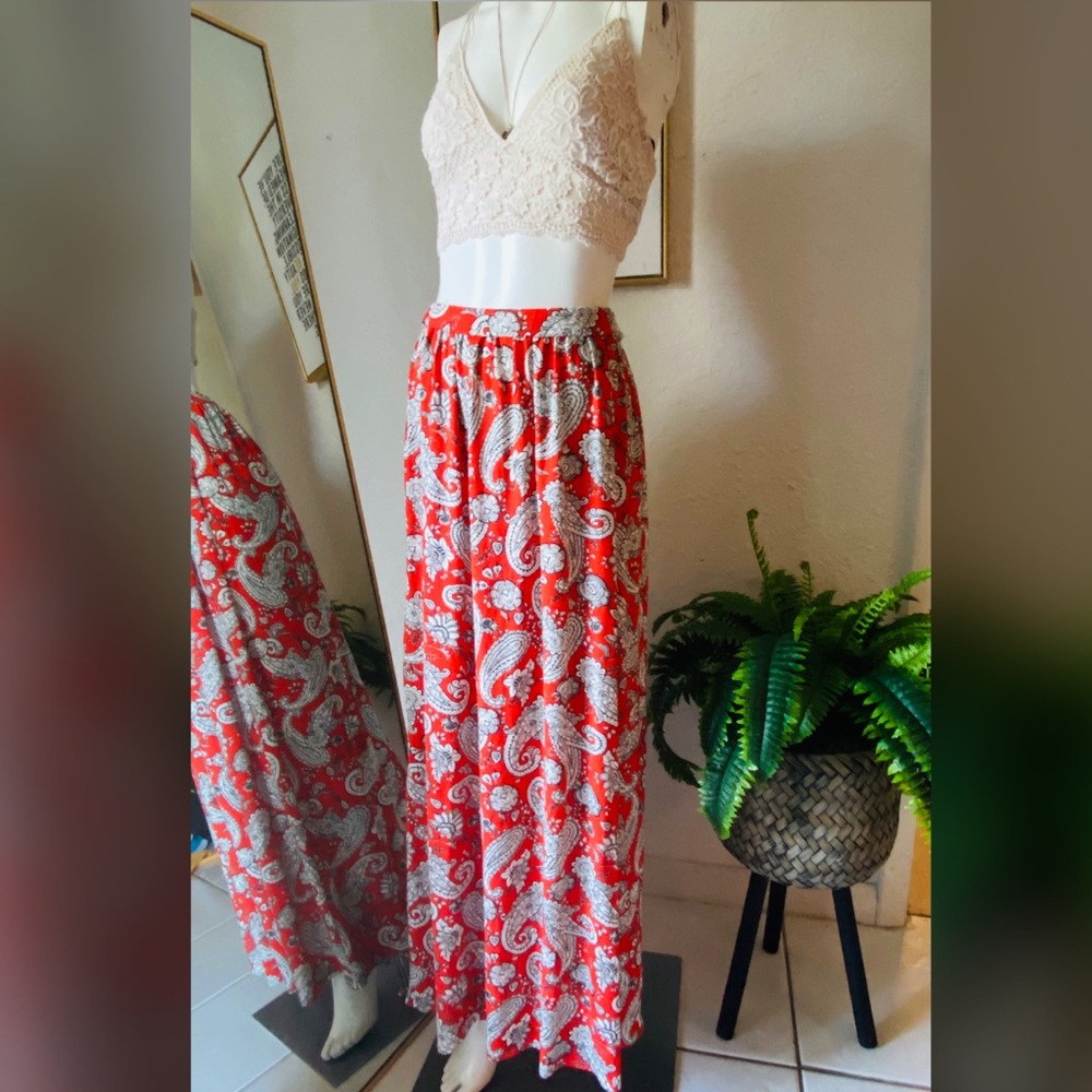 Red maxi skirt